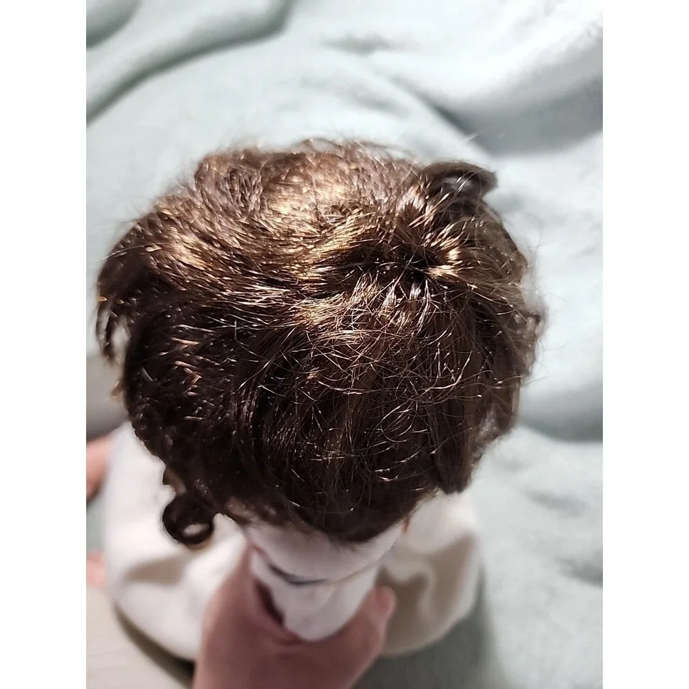 VTG Realistic Curly Brown Hair Doll Date 2003 Soft Body Plastic Face 18 In NSJF
